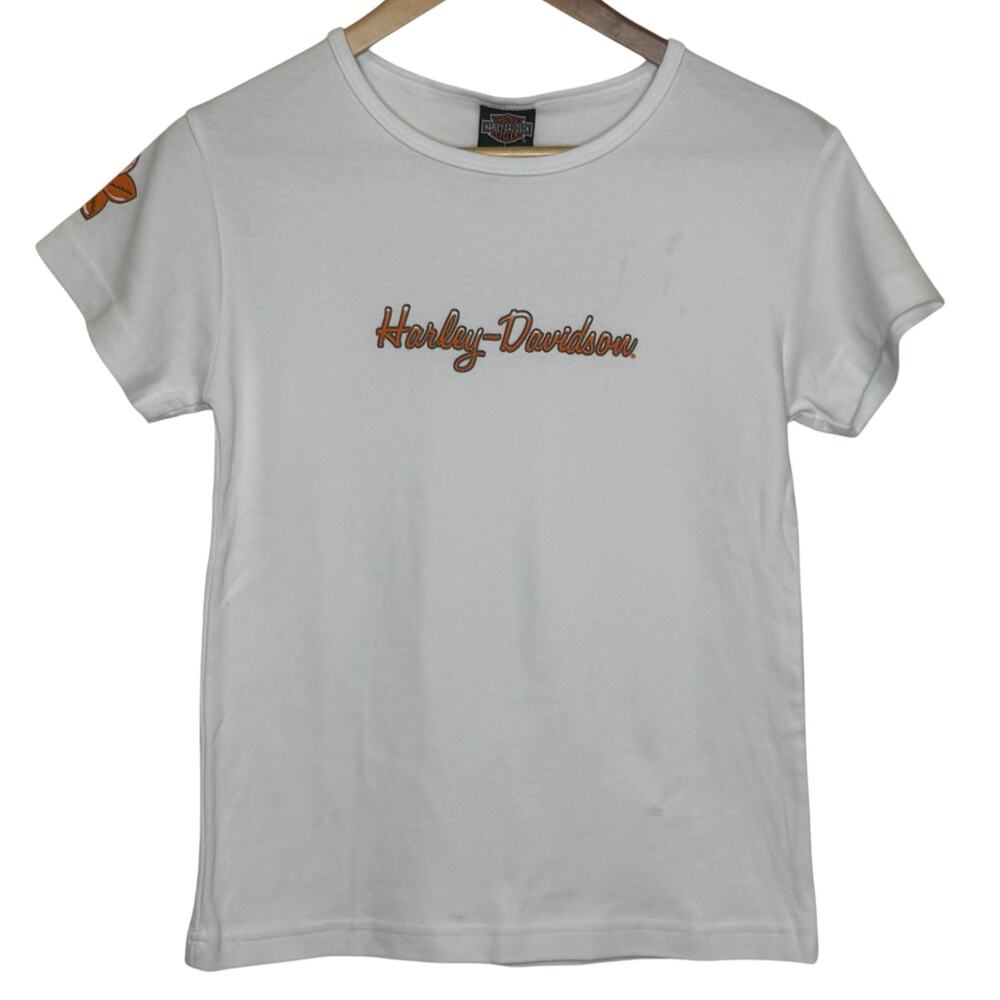 Harley Davidson Women's Size Large Tropical Flower Bald Eagle HD Marquette Shirt